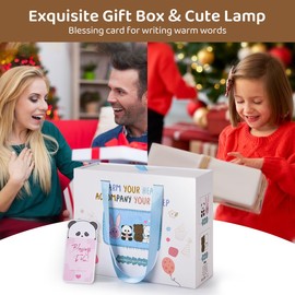 Cute Panda LED Night Light, Dimmable Squishy Night Lamp, Silicone Night Bedroom Lamp, USB Rechargeable Desktop Light, Bunny Alarm Clock, Gift for Kids Girls Boys, Family, Friend, Lover, Room Decor