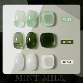 GAOY Gel Nail Polish Kit, 3 Colors 16ml Jelly White Green, Soak Off UV Gel Polish Set - Mint Milk