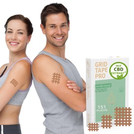 AKTIMED Grid Tape Plus Mix - Patent-based Grid Tapes with Plant Extract Arnica D6* - Acupuncture Plasters Dermatologically Tested - Crosstape Grid Plasters for Pain and Trigger Points