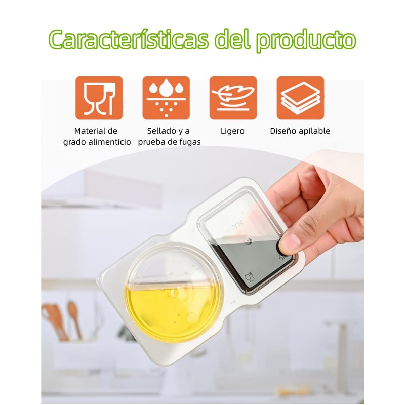 10 Piezas Snack Containers, Double Compartment Condiment Container, Mini Contenedor