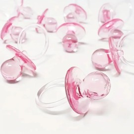 Pink Acrylic Crystal Pacifier Favors - 4 Pieces, 2'' - Adorable Party Decorations for Baby Showers and Gender Reveals