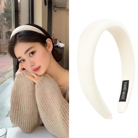 White Headband Hairband for Women Fancy Hair Head Bands for Thick Thin Hair Non Slip Hair Hoops for Teen Girl Cute Headbands with No Teeth Vintage Hair Accessories Ornament for Women Girls White