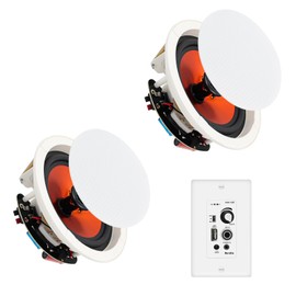 STUDIOFINIX 8 Inch Bluetooth Ceiling Speaker System, 400W Peak in-Ceiling Speakers with 2-Channel Wall Amplifier, Flush Mount Home Audio for Living Room, Office, Kitchen & Covered Patio（Pair）