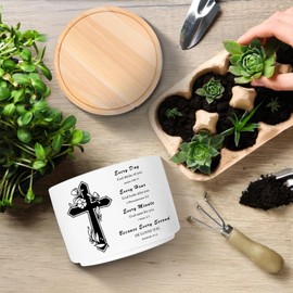 MBRUH Inspirational Christian Gardening Gifts for Women Friend, Ceramic Succulent Plant Pot, Flower Planter, Religious Scripture Gifts for Women Mom Plant Lover (Plants Not Included)