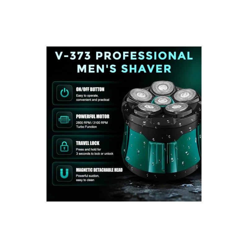 VGR 373 Cordless Bald Head Shaver for Men with 6D