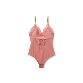 Intimissimi Woman's Embrace Simplicity Cotton and Lace Bodysuit in Pink, Size S