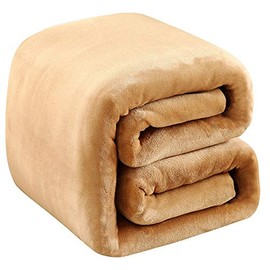 Fleece Blanket Queen Size 350GSM Lightweight Throw for The Bed Extra Soft Brush Fabric Super Warm Sofa Blanket 90" x 90"(Camel Queen)