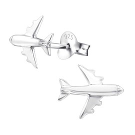 Airplane Plane Jet Earrings - 925 Sterling Silver