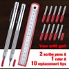 LEONTOOL 2 Pcs Tungsten Steel Scriber with Magnet Replaceable Tip