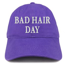 Trendy Apparel Shop Bad Hair Day Embroidered Brushed Cotton Dad Hat Cap - Purple