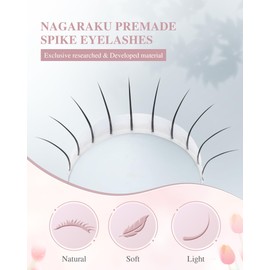 NAGARAKU Spikes Eyelash Extensions Wispy Lash 0.07mm D curl 15mm Premade Fan Matte Black Individual Ellipse Spikes Fans Fairy Eyelashes DIY Cluster Classic Lash Professional Supplies for Lash Techs