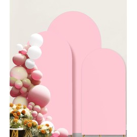 JKDMJF 6ft 6.6 ft 7.2 ft Arch Backdrop Cover Set of 3 Pink Round Top Chiara Arch Backdrop Stands Cover Spandex Backdrop Cover for Wedding Party Birthday Photo Background Decoration