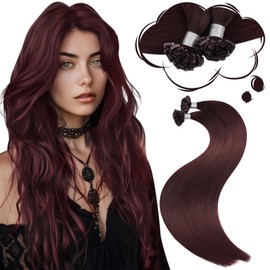 Moresoo Red U Tip Hair Extensions Burgundy Hair Extensions K Tip Extensions Dark Red Keratin Bond Hair Extensions Remy Hair 22Inch Utip Hair Extensions Remy Real Hair U Tip Extensions 50G/50S