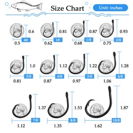 10PCS High-Carbon Steel Circle Hooks Barbed Fishing Hooks with Holes, Freshwater and Saltwater Fishing Hooks for Tuna, Catfish, Bass (7/0)
