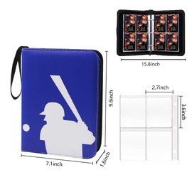 Baseball Card Binder, Collectible Trading Card Albums for 4 Pockets Trading Card Accessories Folder, 400 Pocket Sports Card Binder for Baseball Card, Football Card (Blue-Baseball)