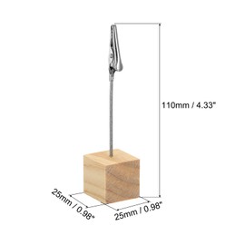 PATIKIL Place Card Holder, 5 Pack Memo Clip Holder Stand with Alligator Clasp Table Number Holders Wooden Base for Pictures Note Card Paper, Wood Color