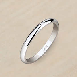 Meixao Unisex Solid 925 Sterling Silver Highly Polished Wedding Ring 2mm Band In Sizes J-Z (X)