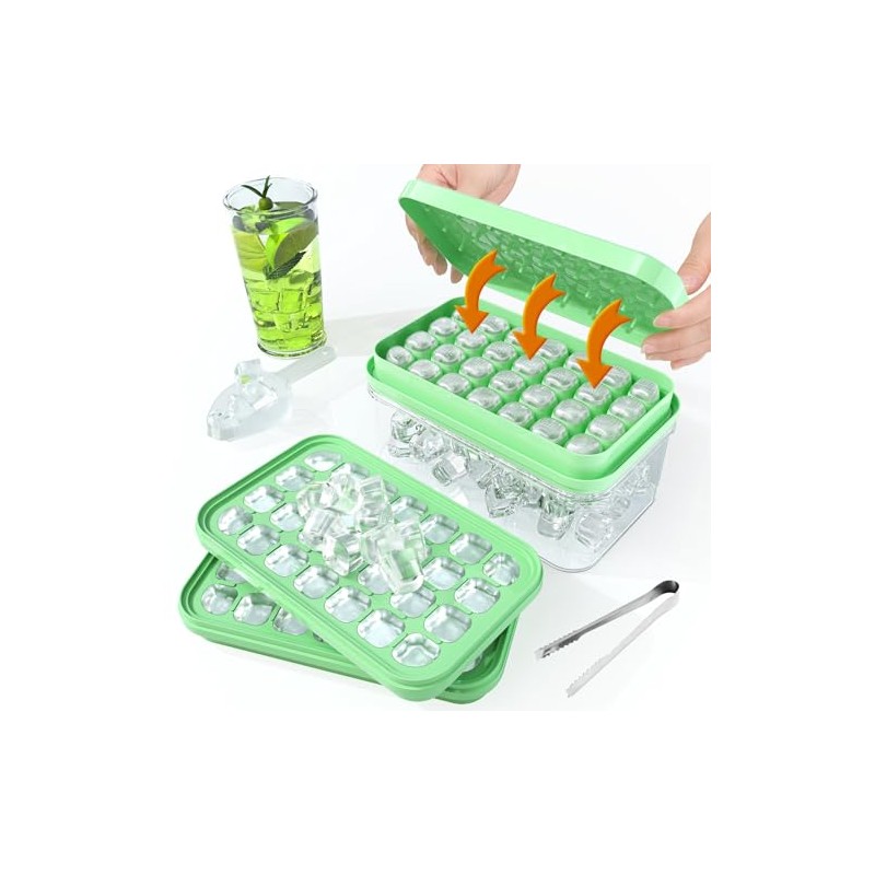 Ice Cube Tray, Ice Cube Tray with Lid and Container,