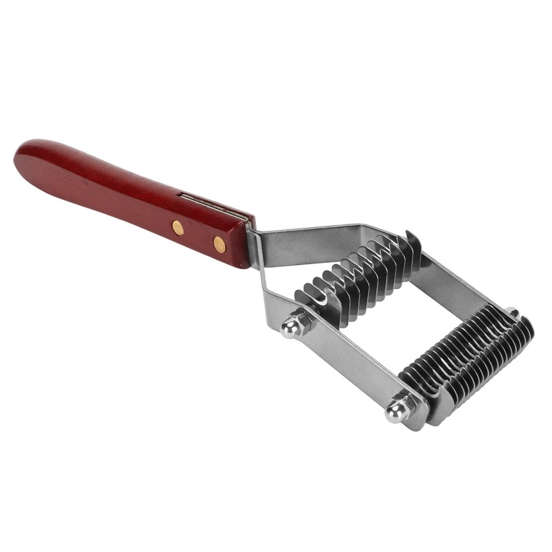Pet Dematting Comb 2 Rows Stainless Steel Blades Wooden Handle