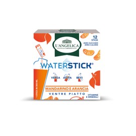 L'Angelica, Waterstick, Gusto Mandarino e Arancia, Ventre Piatto, Con Vitamine e Minerali, Contro Stanchezza e Affaticamento, Zero Zuccheri & Zero Calorie, Senza Conservanti, 1 Astucci da 12 Stick