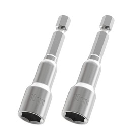 Skweawert 2pcs 1/4" Hexagonal Shank Socket 10mm Magnetic Power Nut Driver Metric 65mm Length Driver Drill Bit Set