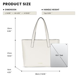 molshine Tote Bags, Large PU Leather Shoulder handbag, Vintage Laptop Satchel Purse for Work Women Lady Model DLK0047 (Apricot)