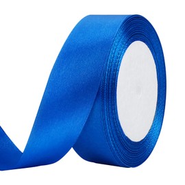 25 Yard Royal Blue Wired Satin Ribbon Roll, 1 Inch Fabric Ribbon for Craft Bows Rose Bouquet, Holiday Gift Wrapping, Party Decoration