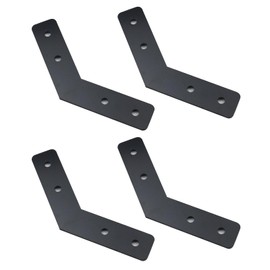 KUMGROT 135 Degree Angle Flat Bracket Carbon Steel Leg Brackets for Wood Angle Plate Connecting Brackets for Truss and Framing, 3.35" x 3.35" / 85mm x 85mm, Black 4 Pcs