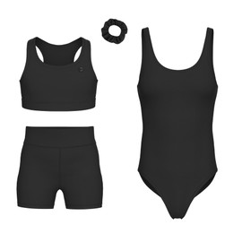 Essenclo Girls Gymnastics Leotards w/Shorts Set - 4-Piece Girls Unitards Biketards Outfit for Dance, Tumbling & Activewear - E2112 - S12-13-14