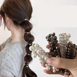 Spiral Hair Ties, Telephone Wire Hair Bands, Spiral Ponytail Holders for Women and Girl, Plastic Hair Tie for Thick&Thin Hair (Style1, One size)