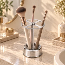 Stainless Steel Toothbrush Holder, Makeup Brush Organizer with 4 Slots, Wall Mounted Bathroom Storage for Electric Toothbrush