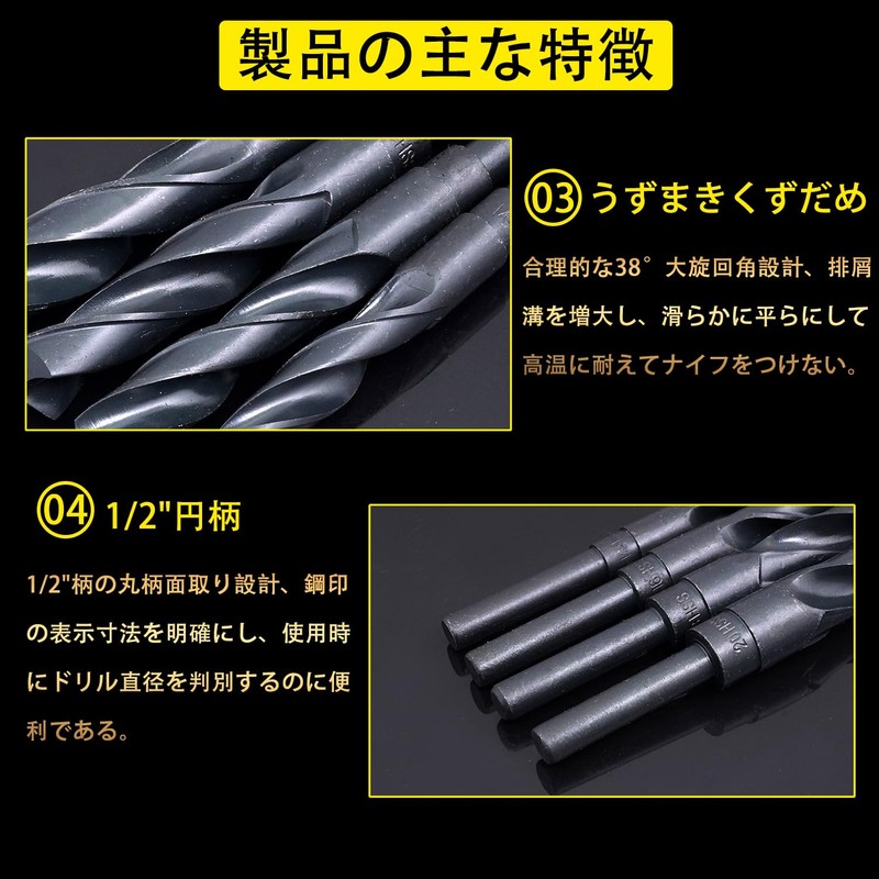 Twist Drill, Blade Diameter 0.6 inch (14 mm), Drill Set,