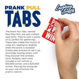 Laughing Smith 12 x Peel-Play-Win Prank Lottery Ticket - Fake Lottery Tickets and Prank Gag Scratch Off Cards - Pull-Tab Fake Scratch Tickets - Hilarious Gag Birthday Pranks for Men and Women
