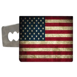 USA Tattered Rustic American Flag Trailer Hitch Cover Plug Heavy Duty Stainless Steel US Patriotic United States Flag 2 Inch Standard