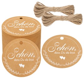 G2PLUS Beautiful that you are there gift tags, round wedding pendant for guest gifts, brown paper labels pendant with string for wedding favours