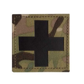 2x2 inch Infrared Camo IR Reflective Medic Red Cross MED Medical EMS EMT Tactical IFAK Patch with Hook/Loop 2x2 inch