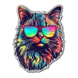 Yoonek Graphics Maine Coon Cat Vinyl Decal Sticker for Car, Laptop, Tumbler, More. #004241