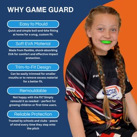 GAME GUARD Boil & Bite Mouth Guard/Gum Shield – Mouldable Mouthguard/gumshields - CE Approved, School Sports, Rugby, Hockey, Boxing, GAA, Martial Arts