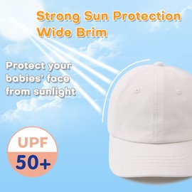 Plain Toddler Baseball Hat Unisex Cotton Kids Trucker Hat Adjustable Baby Boys Sun Caps Girls Baseball Cap 1-5Y (48cm(9-24M), White)