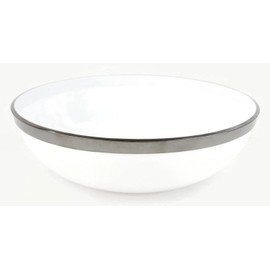 Mozaik 4 White Small Silver Rim Plastic Bowls 14cm (400ml)