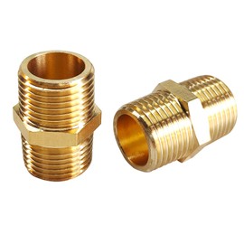 Gadoutcover 2PCS Hex Brass Nipple 3/4"NPT Male X 3/4" NPT Male Pipe Fitting 3/4 inch Brass Nipples Male Pipes Adapter Fittings Heavy Equal Nipples Connectors