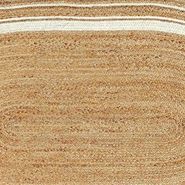 Farmhouse Rugs for Living Natural Jute Area Rug Hand Braided Oval Rugs for Bedroom, Kitchen, Living Room Rug Carpet (24 x 36 Inch Oval (2x3 Feet), Beige with White Line)
