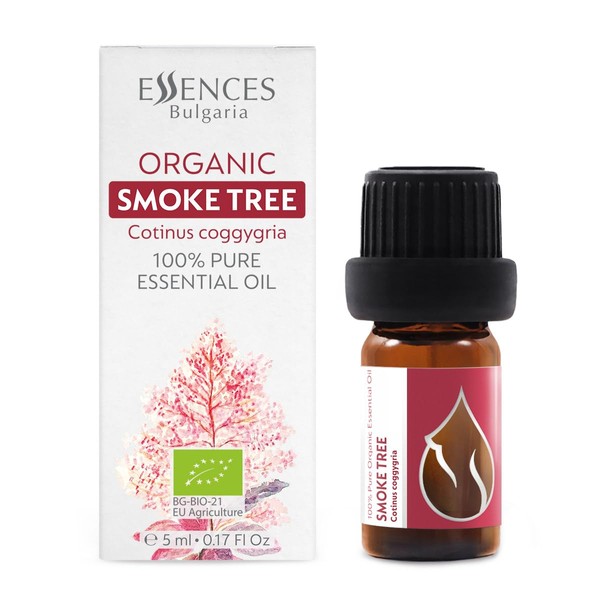 Essences Bulgaria Organic Smoke Tree Essential Oil 1/6 Fl Oz | 5ml | Cotinus coggygria | 100% Pure and Natural | Undiluted | Therapeutic Grade | Family Owned Farm | Steam-Distilled | Non-GMO | Vegan