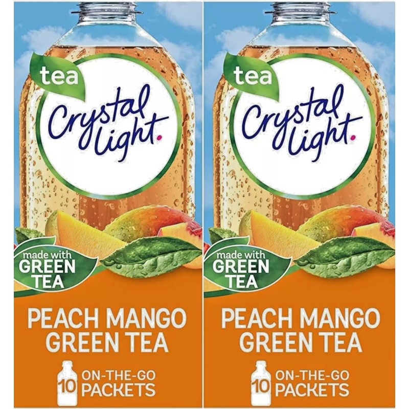 Crystal Light Peach Mango Green Tea Drink Mix 10 ct
