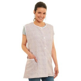 Ladies Dogtooth Buttons Through Design Piping Tabard Apron Overalls Front Pockets Stylish Tabards for Women Casual Aprons for Women to Use in Home Kitchen Restaurants Coffee Shops UK Made (Brown, S)