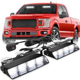 Emergency Dash Strobe Lights White Safety Flashing Warning Hazard Windshield Visor Light Bars for TrucksLight Color: white, Rated Power: 40, Beam Angle: Spot