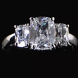 Engagement 3-STONE  BRILLIANT CUT CZ Cocktail / Engagement Ring _ Size-5_NF_925 SILVER