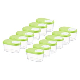 MiraHome Storage Containers 0.14 L, Set of 12, Green, Storage Jars with Lids, Airtight, Storage Container for Spices & Food, Food Storage Containers with Lid, Storage Box with Pouring Function