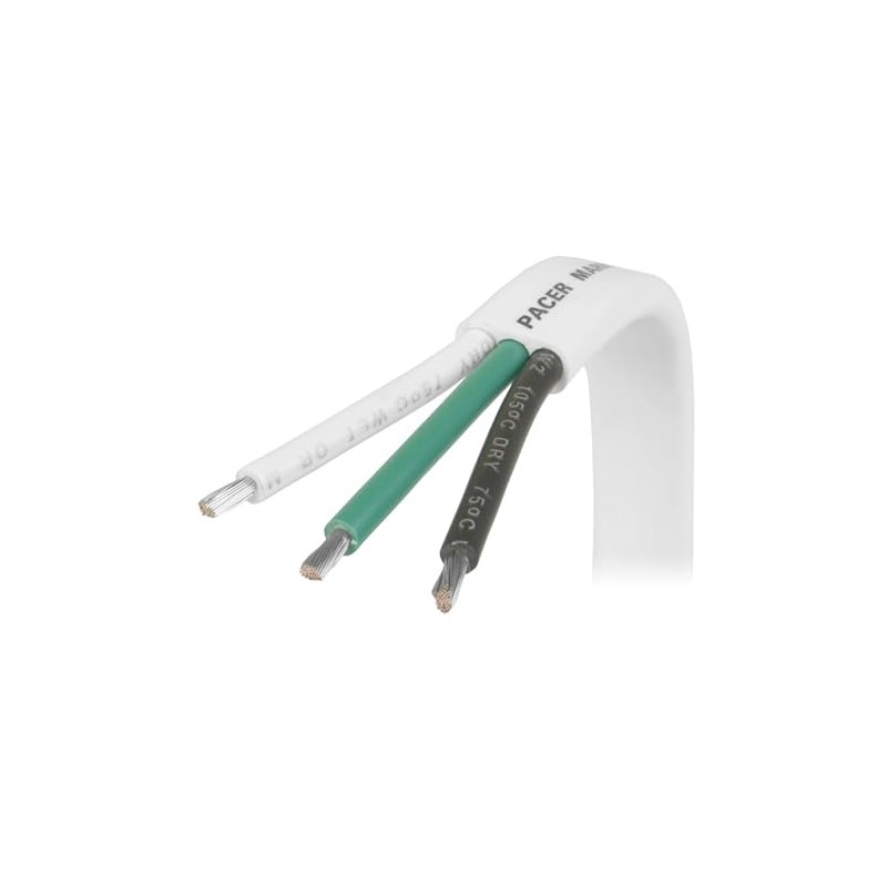 Generic Pacer White Triplex Cable - 14/3 AWG - Black/Green/White