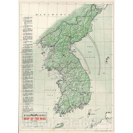Historic Map : The Korean War, Pacific Stars and Stripes, 1952, Vintage Wall D?or : 18in x 24in